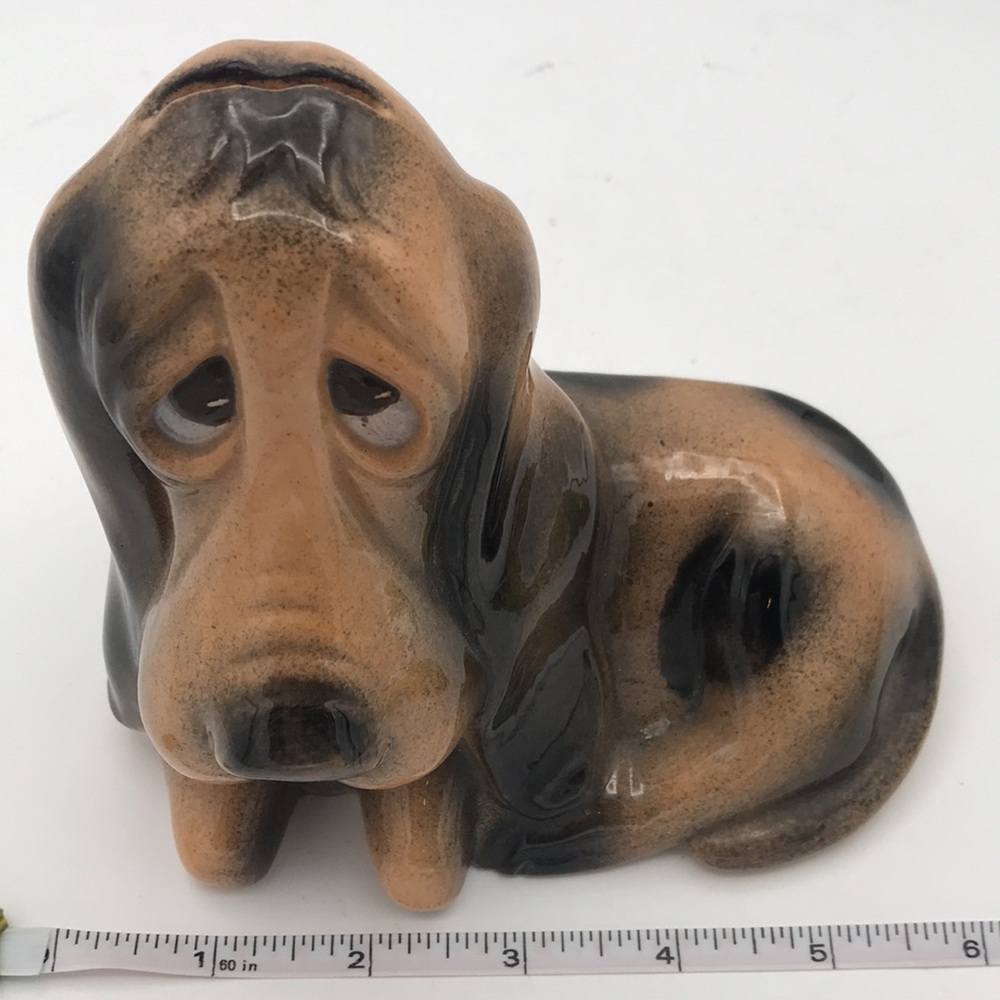 VTG 6-1/2" Droopy Eyes Bassett/Hound Dog Bank Glazed Ceramic - Picture 7 of 8